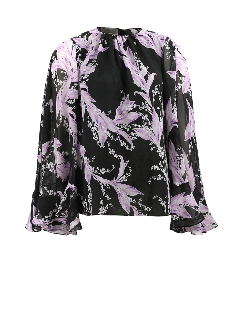GIAMBATTISTA VALLI-Floral Print Silk Cape Blouse-