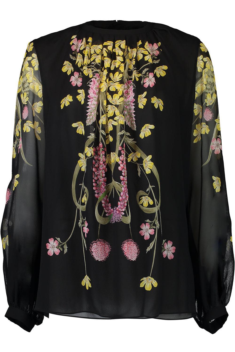Long Sleeve Printed Blouse - Black Multi-BLKMULTI-42-CLOTHINGTOPBLOUSE-GIAMBATTISTA VALLI