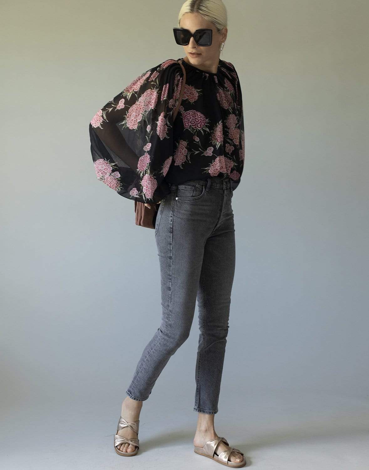 GIAMBATTISTA VALLI-Long Sleeve Floral Print Blouse-