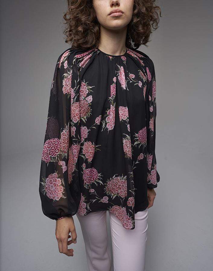 GIAMBATTISTA VALLI-Long Sleeve Floral Print Blouse-