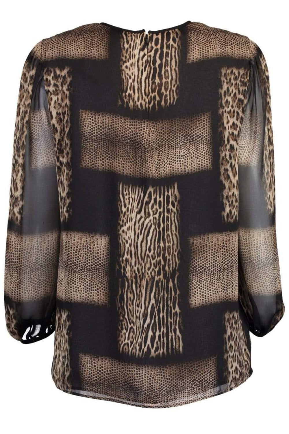 GIAMBATTISTA VALLI-Snake and Leopard Patchwork Blouse-BROWN