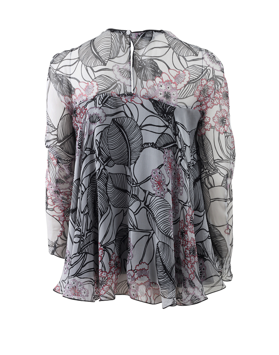 GIAMBATTISTA VALLI-Keyhole Silk Print Blouse-