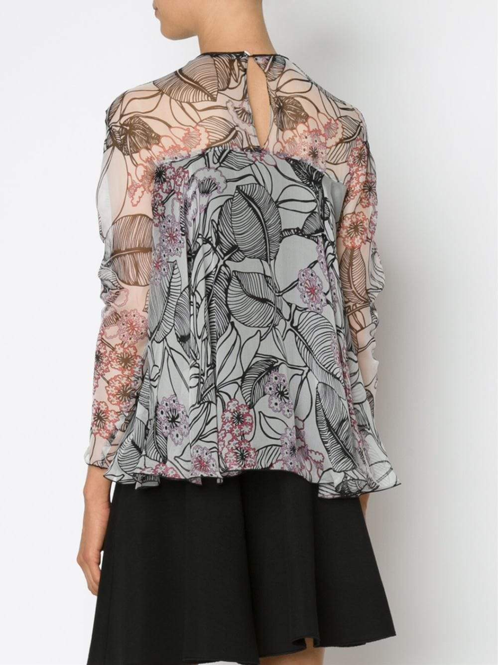 GIAMBATTISTA VALLI-Keyhole Silk Print Blouse-