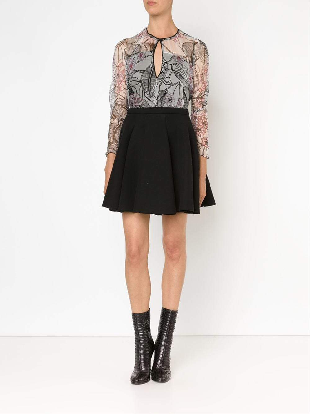 GIAMBATTISTA VALLI-Keyhole Silk Print Blouse-
