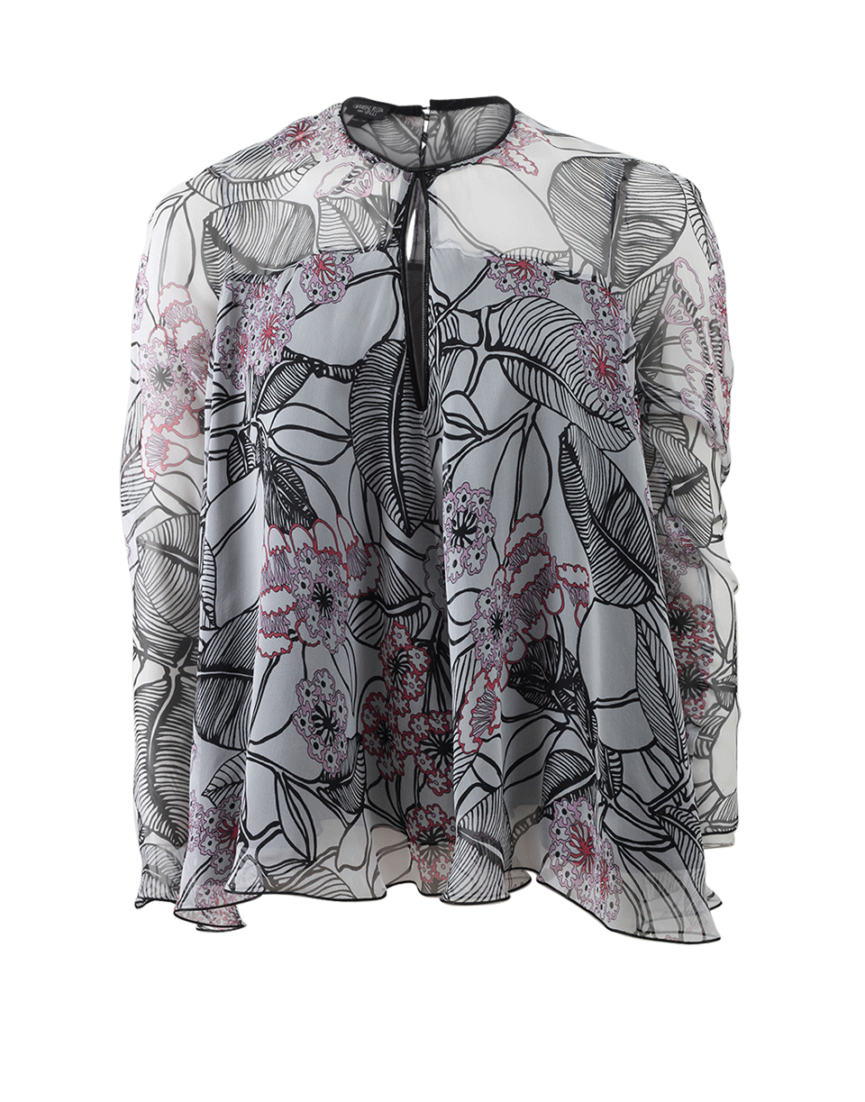 GIAMBATTISTA VALLI-Keyhole Silk Print Blouse-