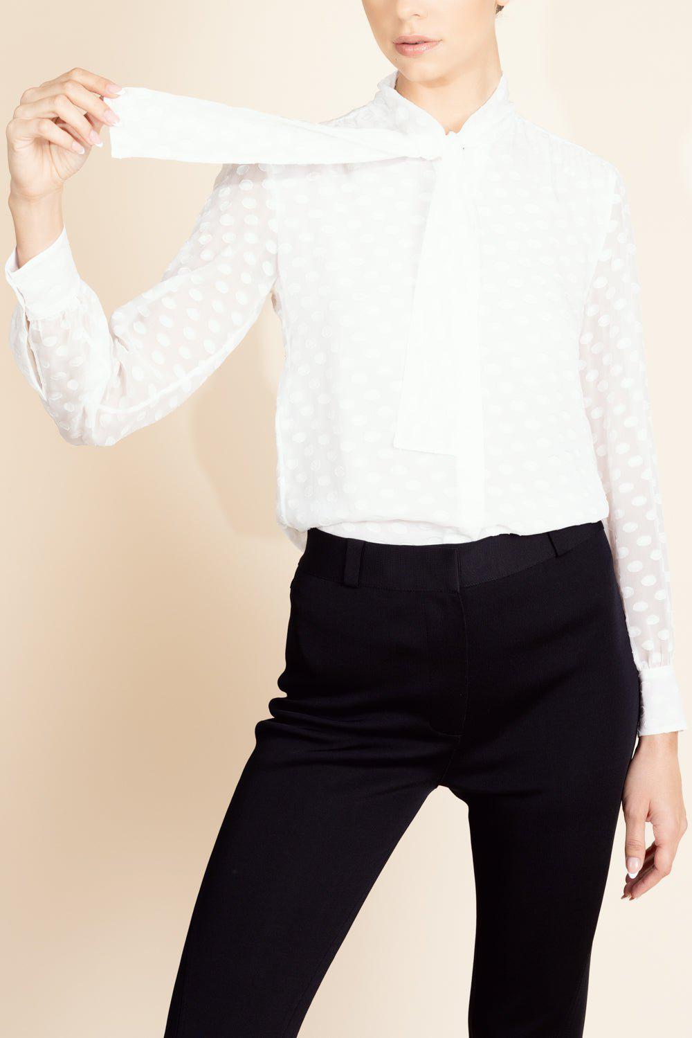 GIAMBATTISTA VALLI-Tie Neck Textured Blouse-