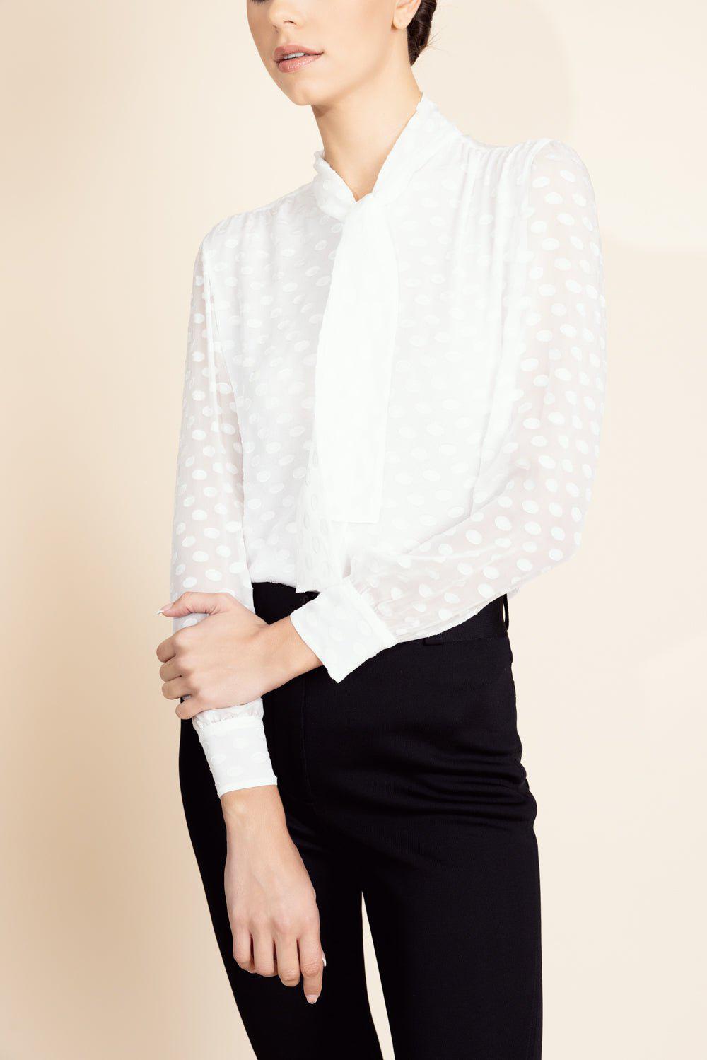 GIAMBATTISTA VALLI-Tie Neck Textured Blouse-