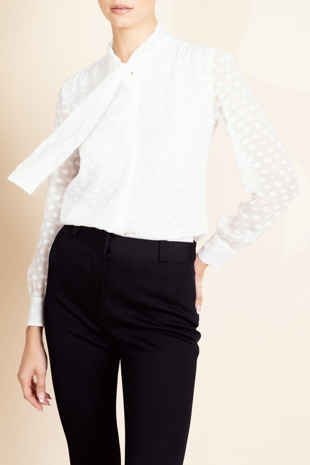 GIAMBATTISTA VALLI-Tie Neck Textured Blouse-
