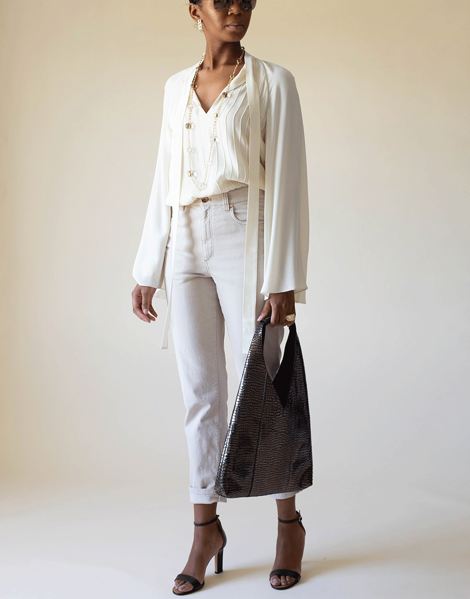 GIAMBATTISTA VALLI-Ivory Neck Tie Blouse-