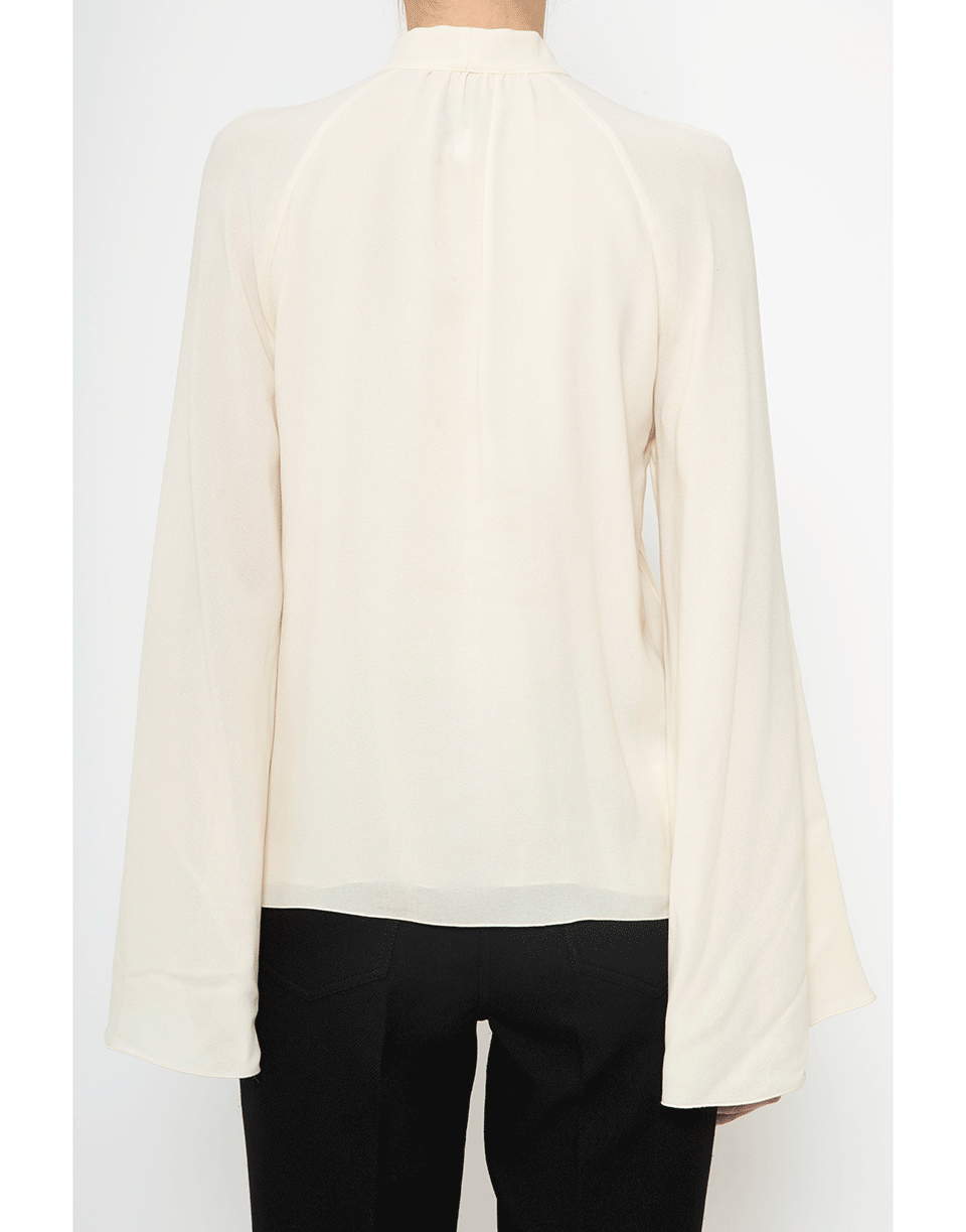 GIAMBATTISTA VALLI-Ivory Neck Tie Blouse-