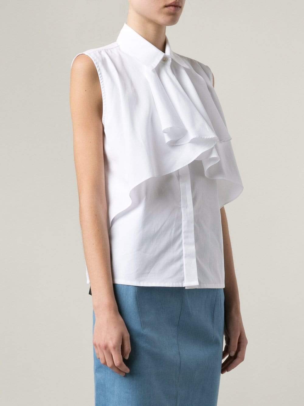 GIAMBATTISTA VALLI-Sleeveless Ruffle Overlay Blouse-