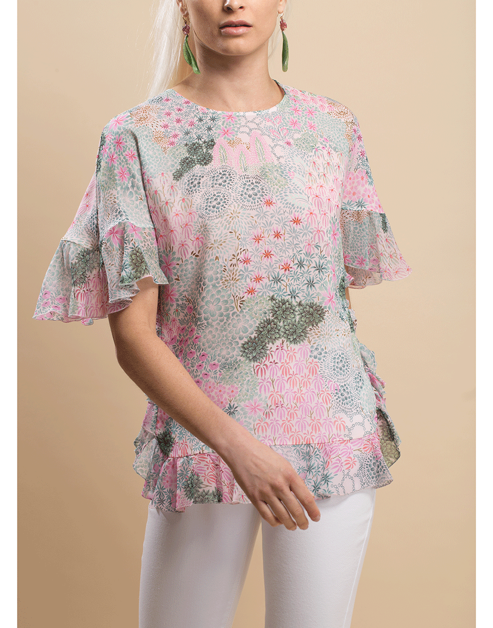 GIAMBATTISTA VALLI-Ruffle Sleeve Print Blouse-