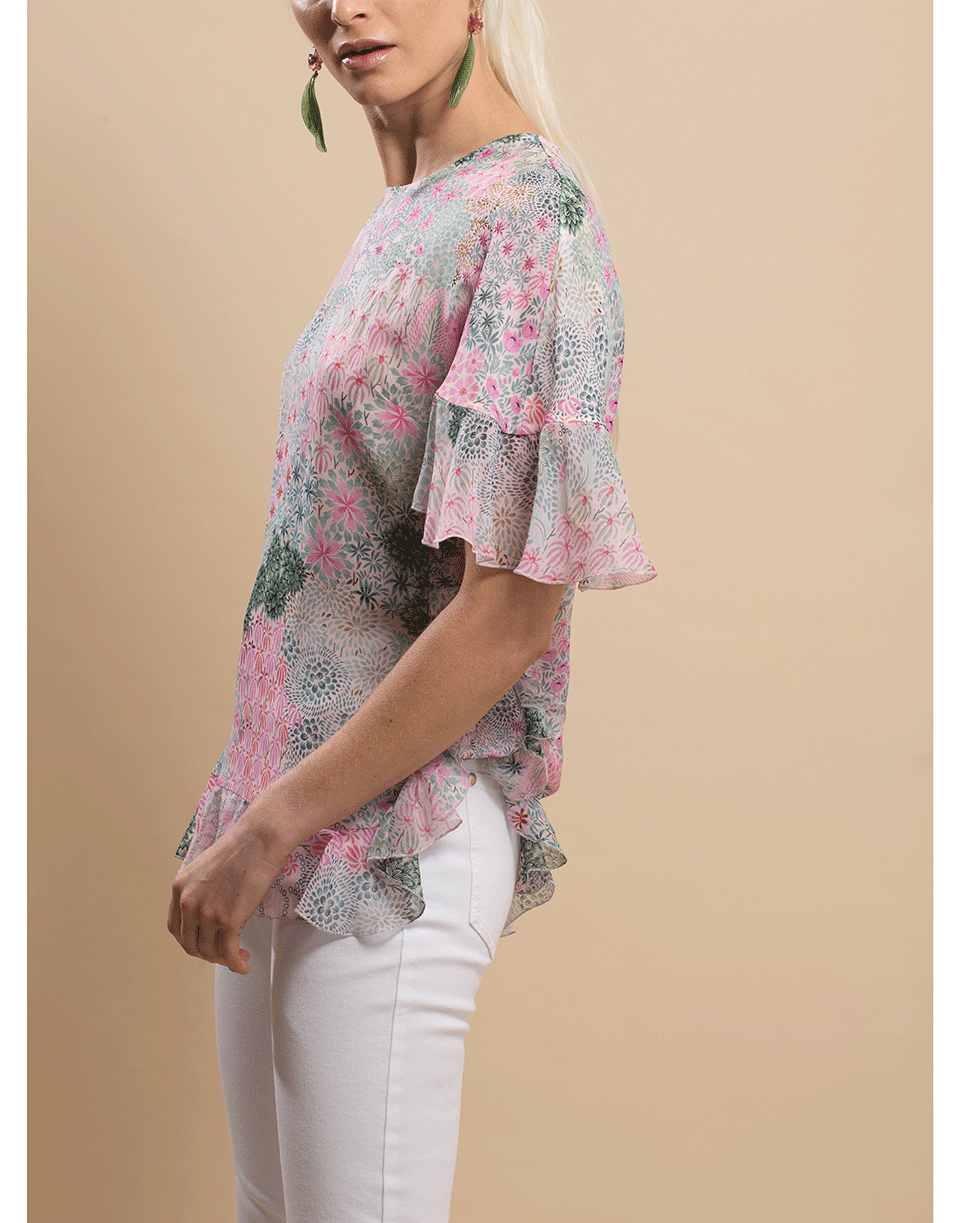 GIAMBATTISTA VALLI-Ruffle Sleeve Print Blouse-