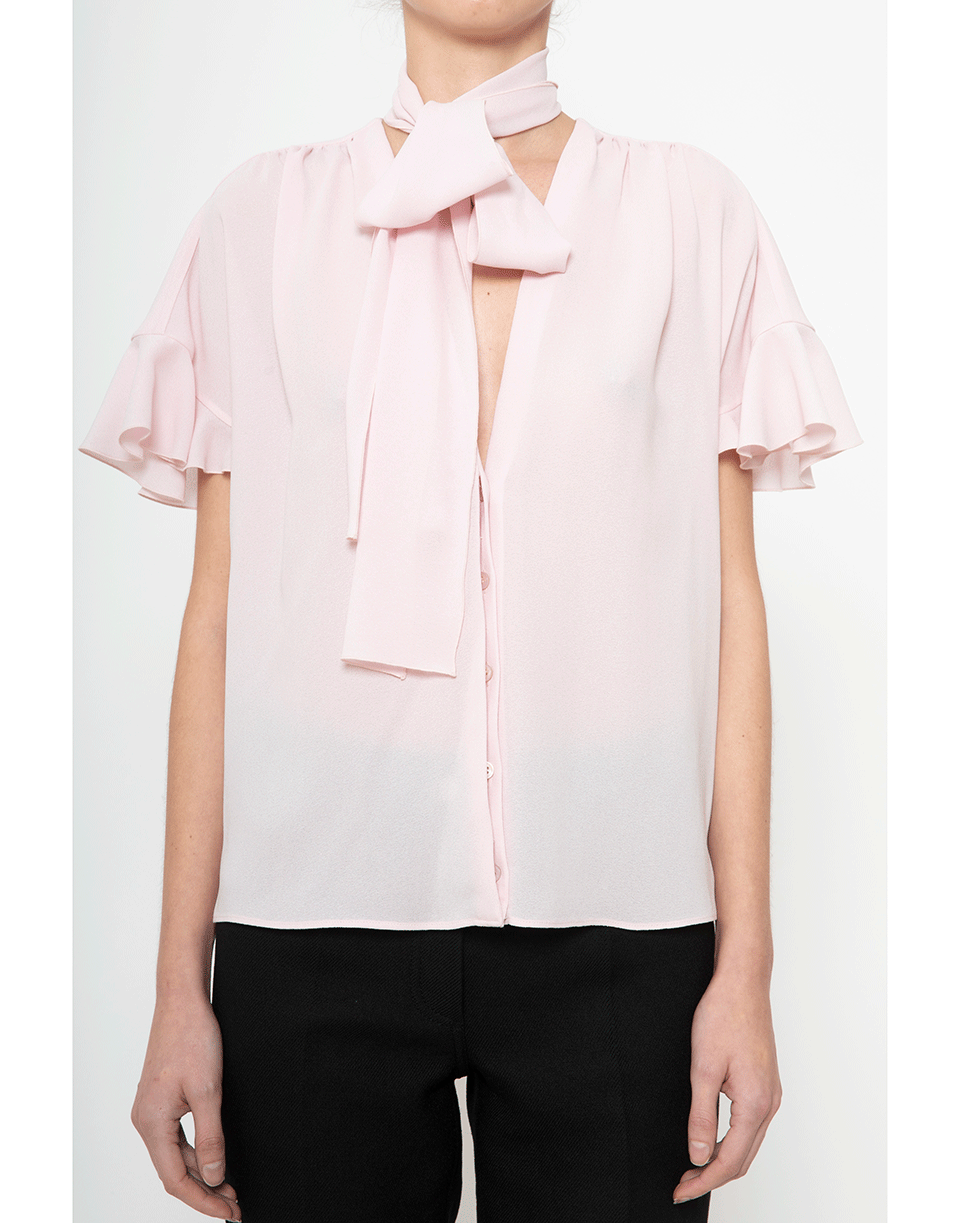 GIAMBATTISTA VALLI-Rose Short Sleeve Tie Front Blouse-