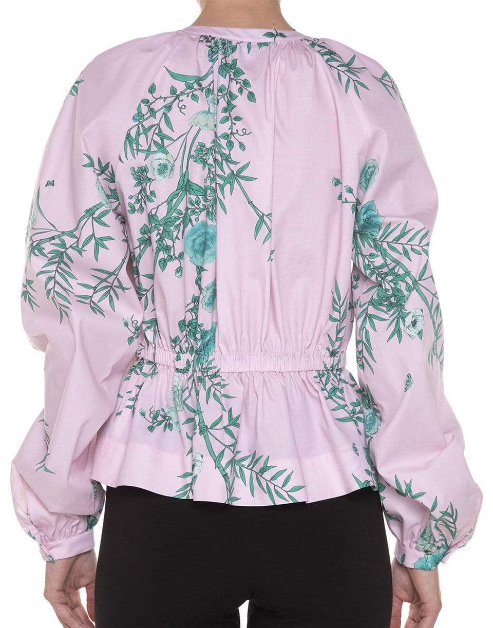 GIAMBATTISTA VALLI-Long Sleeve Floral Blouse With Cinch Tie Waist-