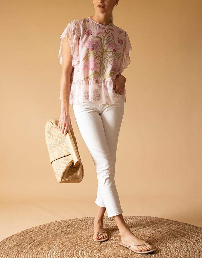 GIAMBATTISTA VALLI-Silk Georgette Flower Print Blouse-