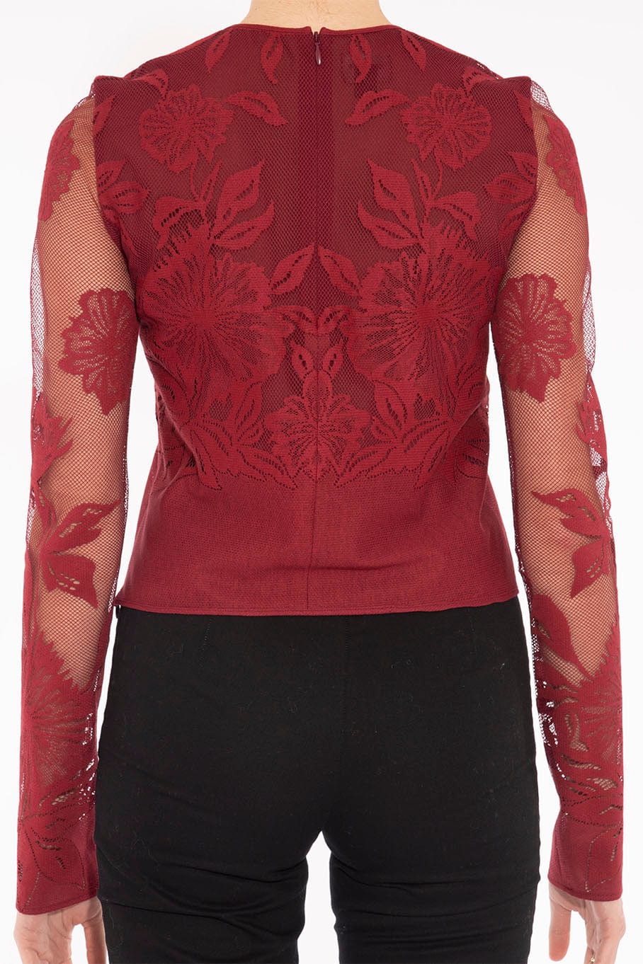 GIAMBATTISTA VALLI-Macrame Long Sleeve Blouse-TITANRED