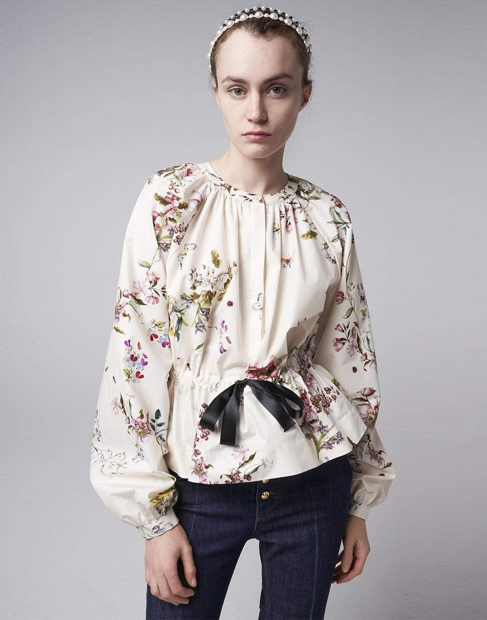GIAMBATTISTA VALLI-Popeline Flower Print Blouse-