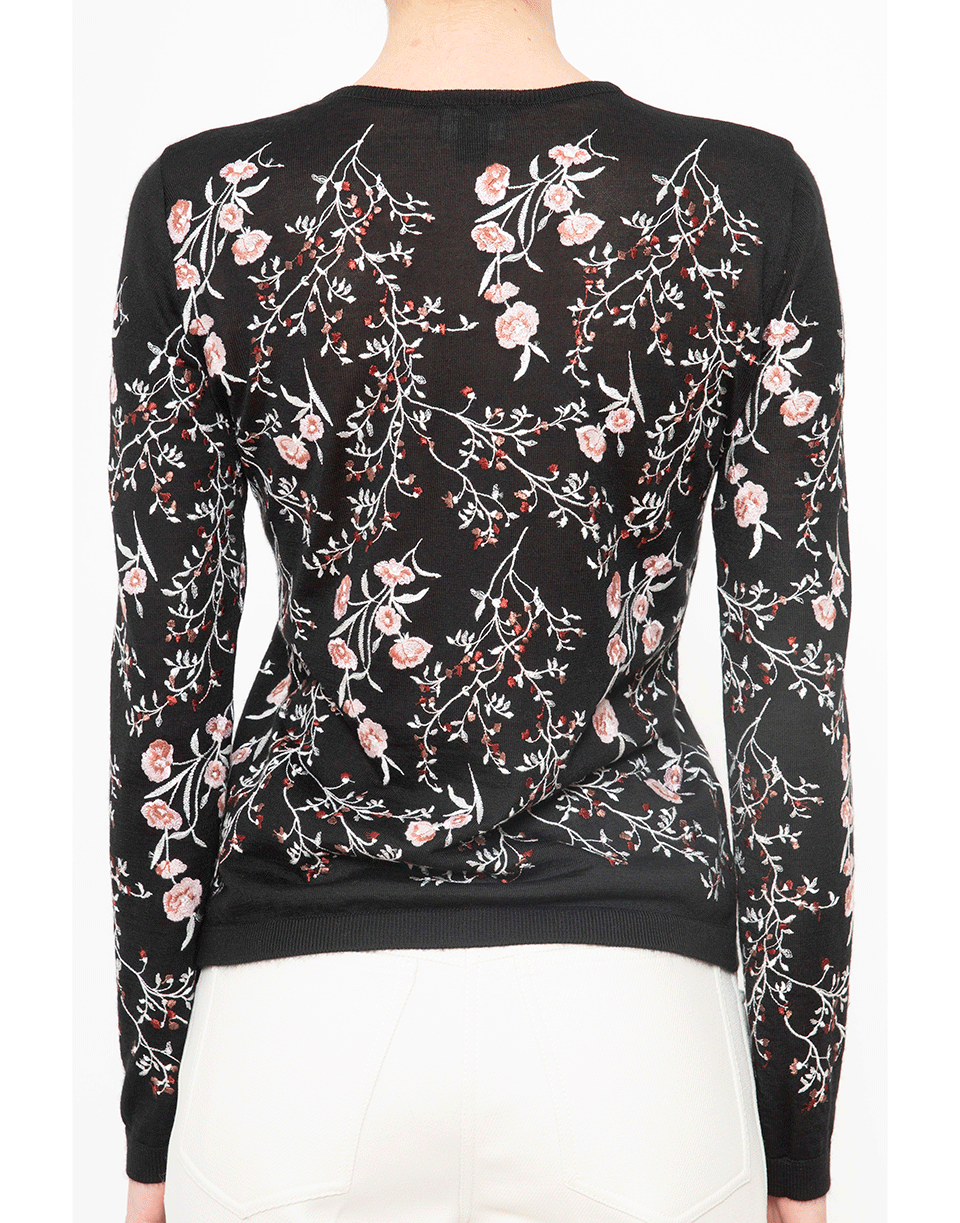 GIAMBATTISTA VALLI-Black Long Sleeve Embroidered Cashmere Sweater-