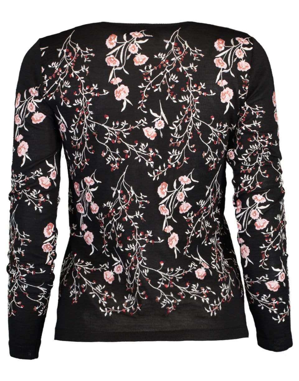 GIAMBATTISTA VALLI-Black Long Sleeve Embroidered Cashmere Sweater-