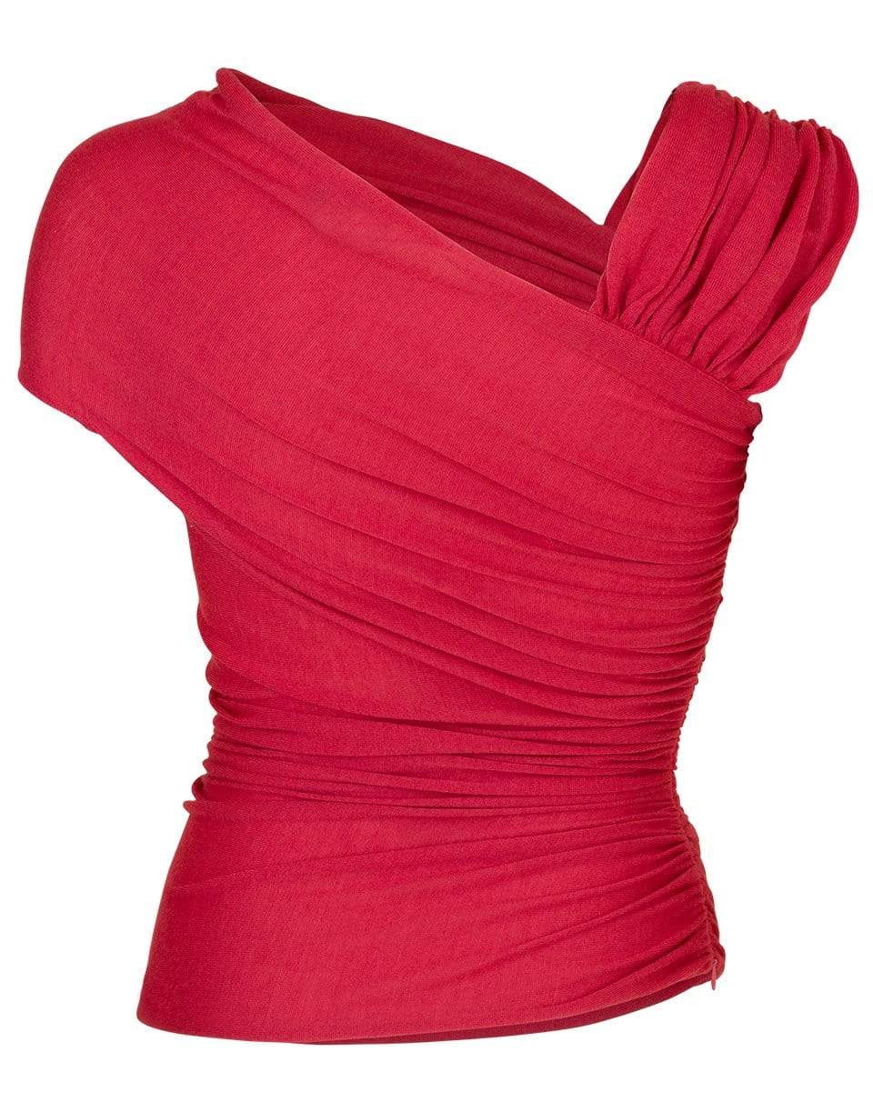 GIAMBATTISTA VALLI-Off Shoulder Knit Top-CORAL