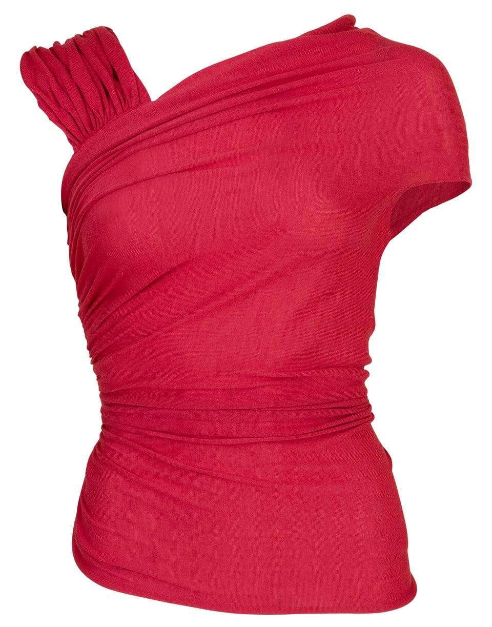GIAMBATTISTA VALLI-Off Shoulder Knit Top-CORAL