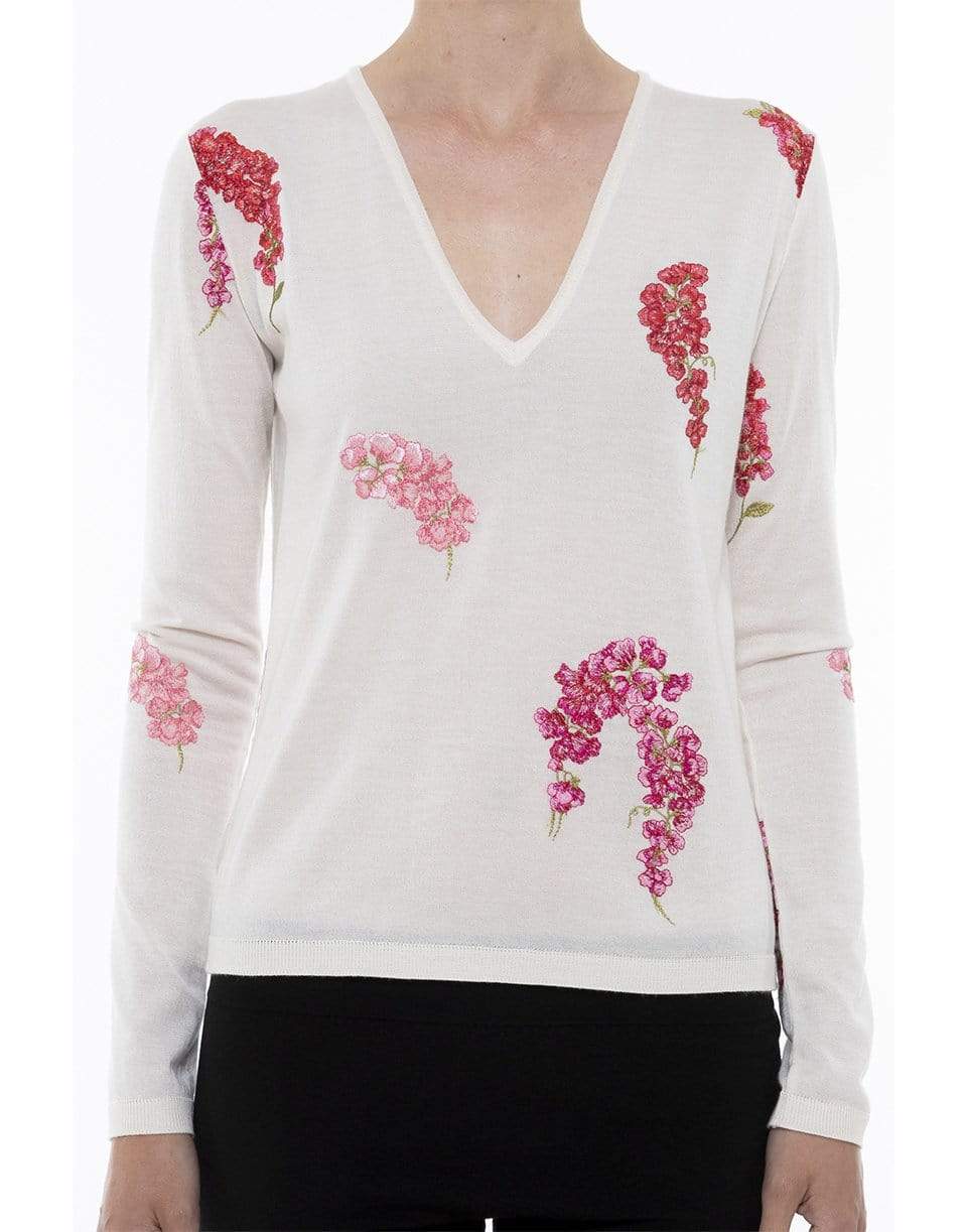 GIAMBATTISTA VALLI-Long Sleeve Floral Knit Top-