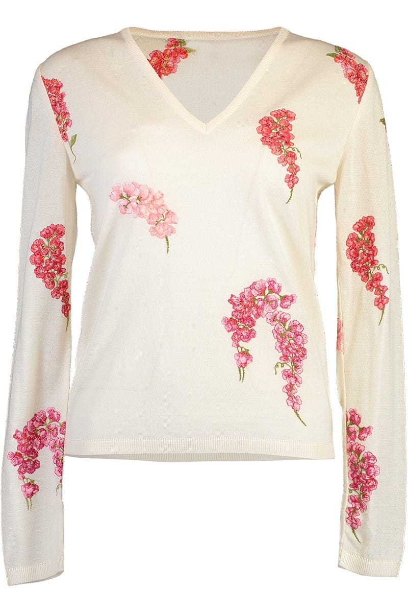 GIAMBATTISTA VALLI-Long Sleeve Floral Knit Top-