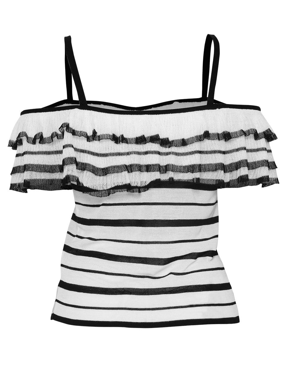 GIAMBATTISTA VALLI-Off Shoulder Ruffled Striped Top-
