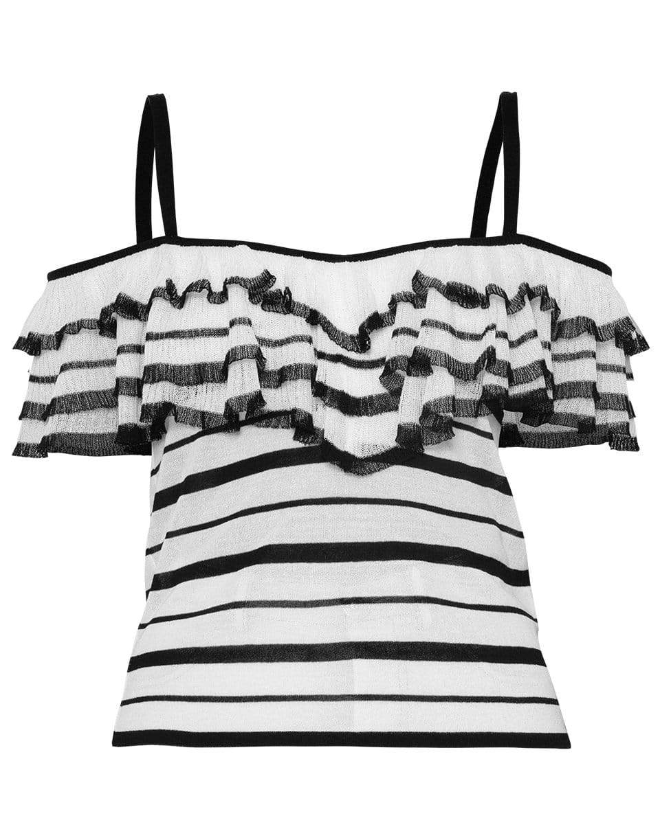 GIAMBATTISTA VALLI-Off Shoulder Ruffled Striped Top-