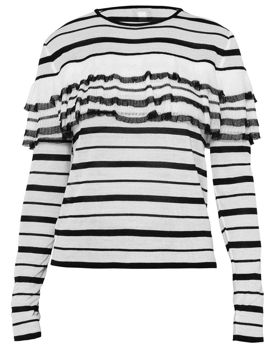 GIAMBATTISTA VALLI-Striped Ruffle Knit Pullover Top-