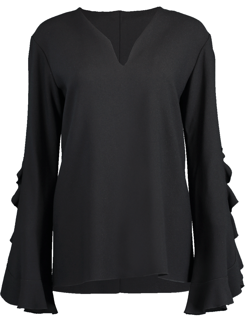 GIAMBATTISTA VALLI-Ruffle Sleeve Split Neck Top-