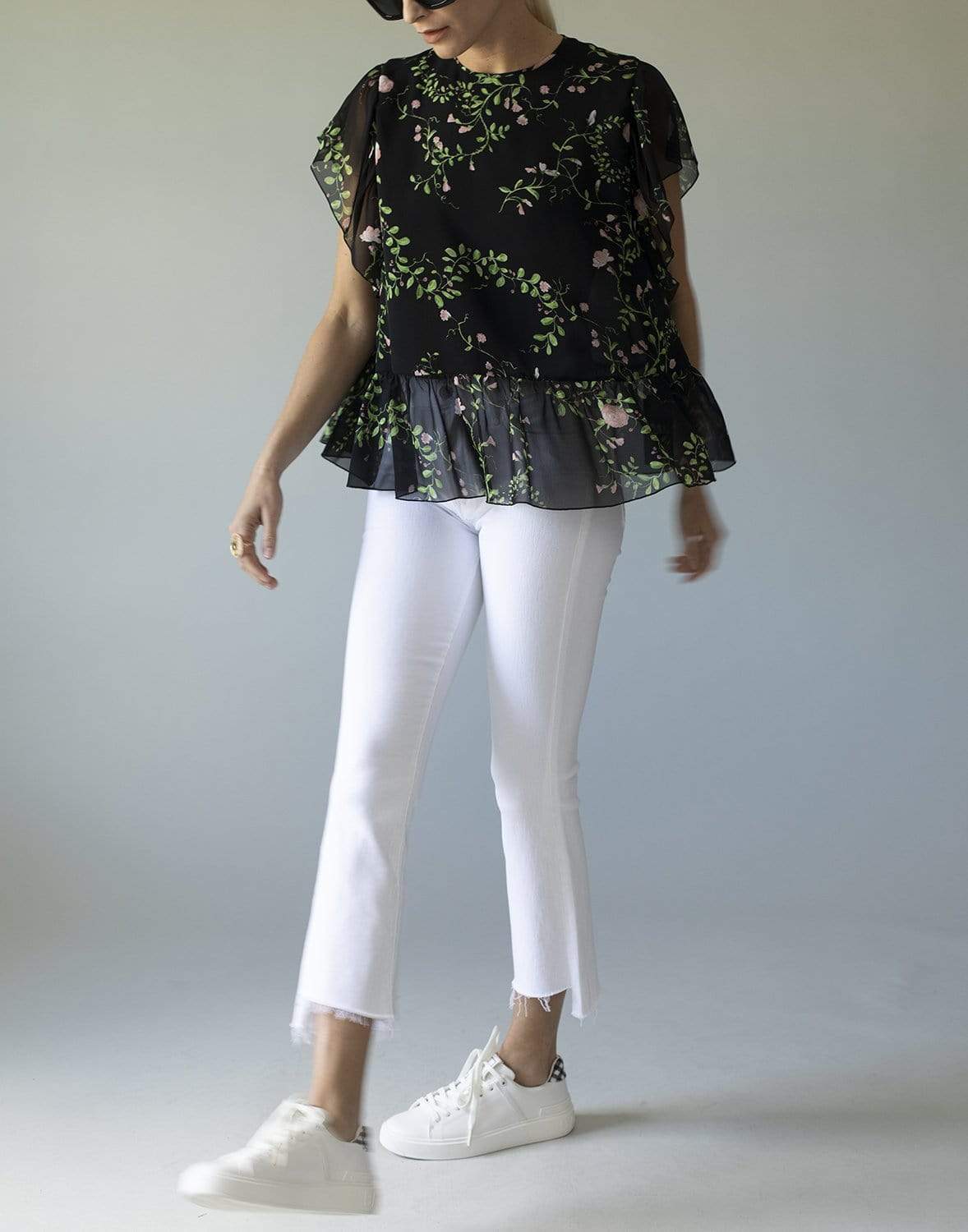 GIAMBATTISTA VALLI-Floral Georgette Buttercup Blouse-