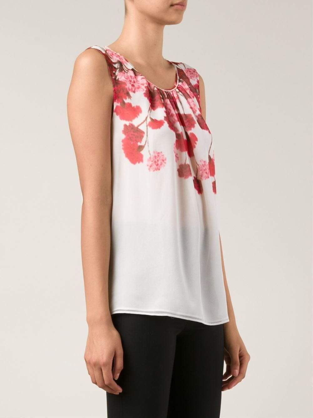 GIAMBATTISTA VALLI-Floral Print Silk Top-