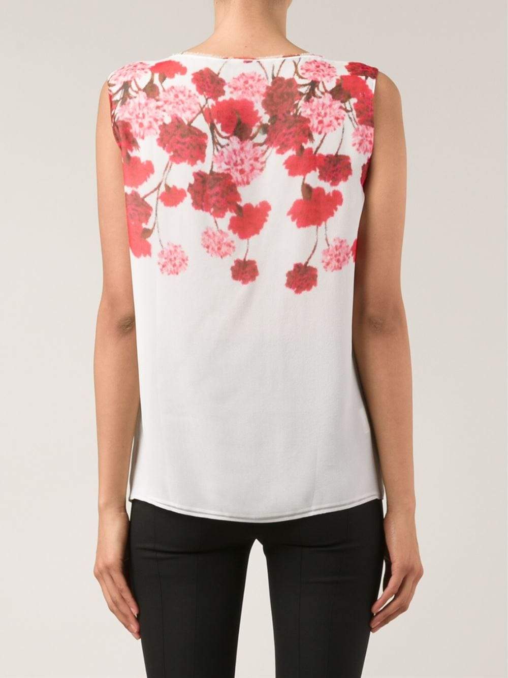 GIAMBATTISTA VALLI-Floral Print Silk Top-