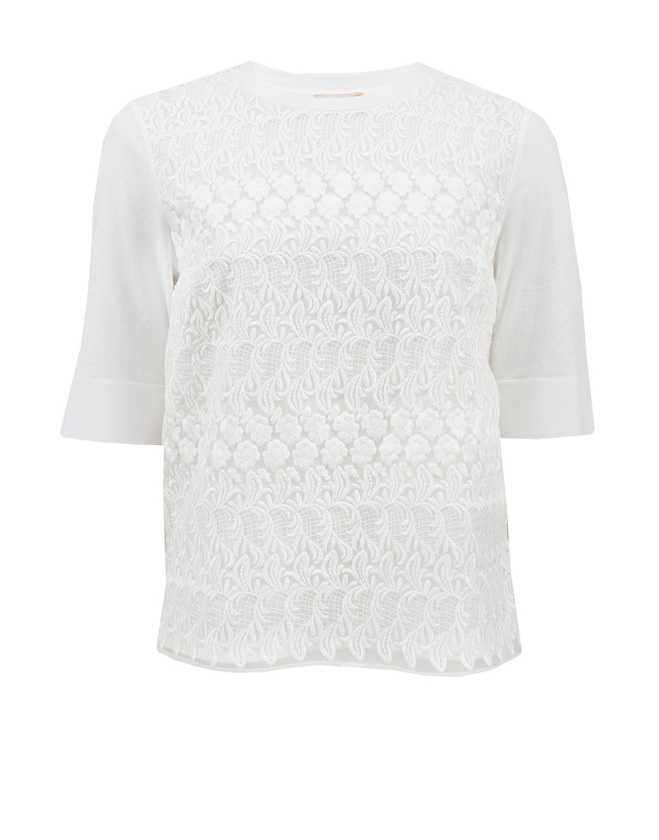 GIAMBATTISTA VALLI-Short Sleeve Embroidered High Low Tee-