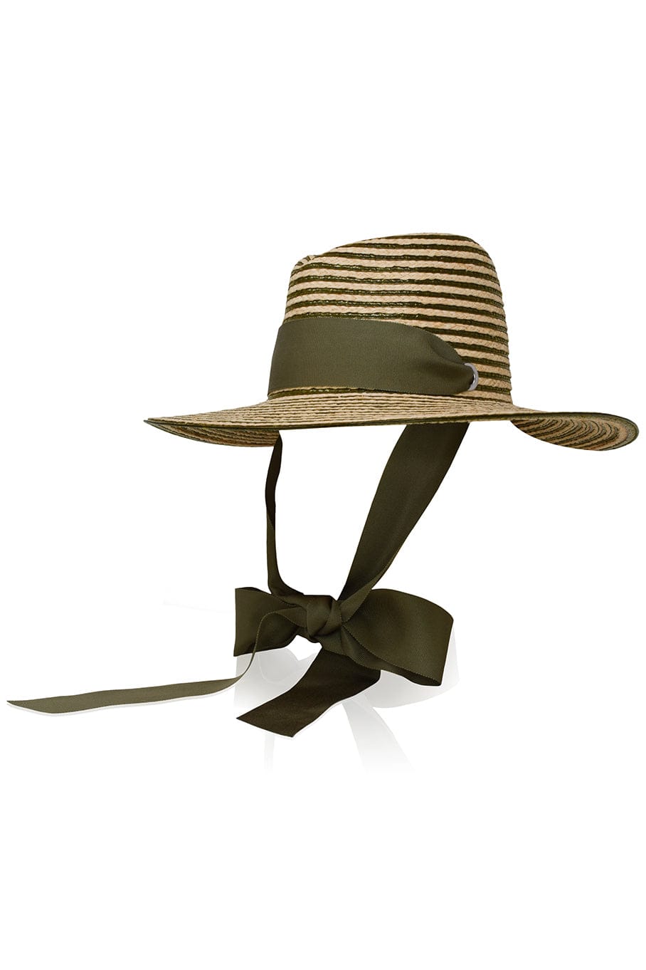 GIGI BURRIS MILLINERY-Jeanne With Tie Raffia Hat - Green-