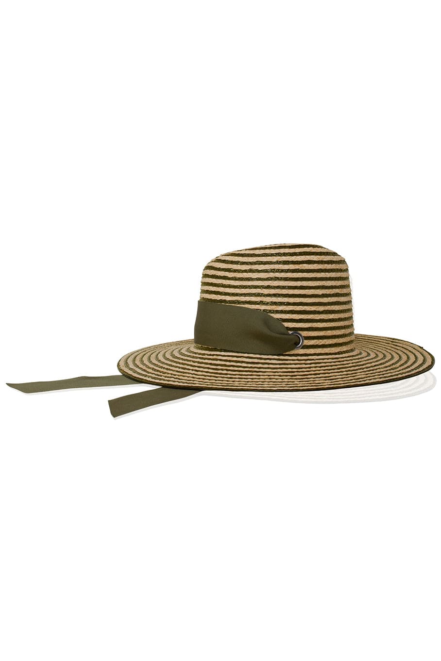 GIGI BURRIS MILLINERY-Jeanne With Tie Raffia Hat - Green-