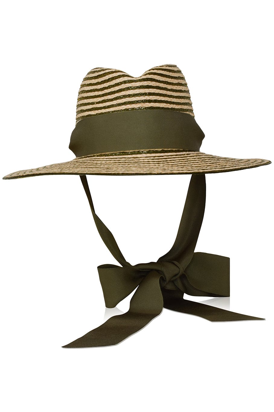 GIGI BURRIS MILLINERY-Jeanne With Tie Raffia Hat - Green-