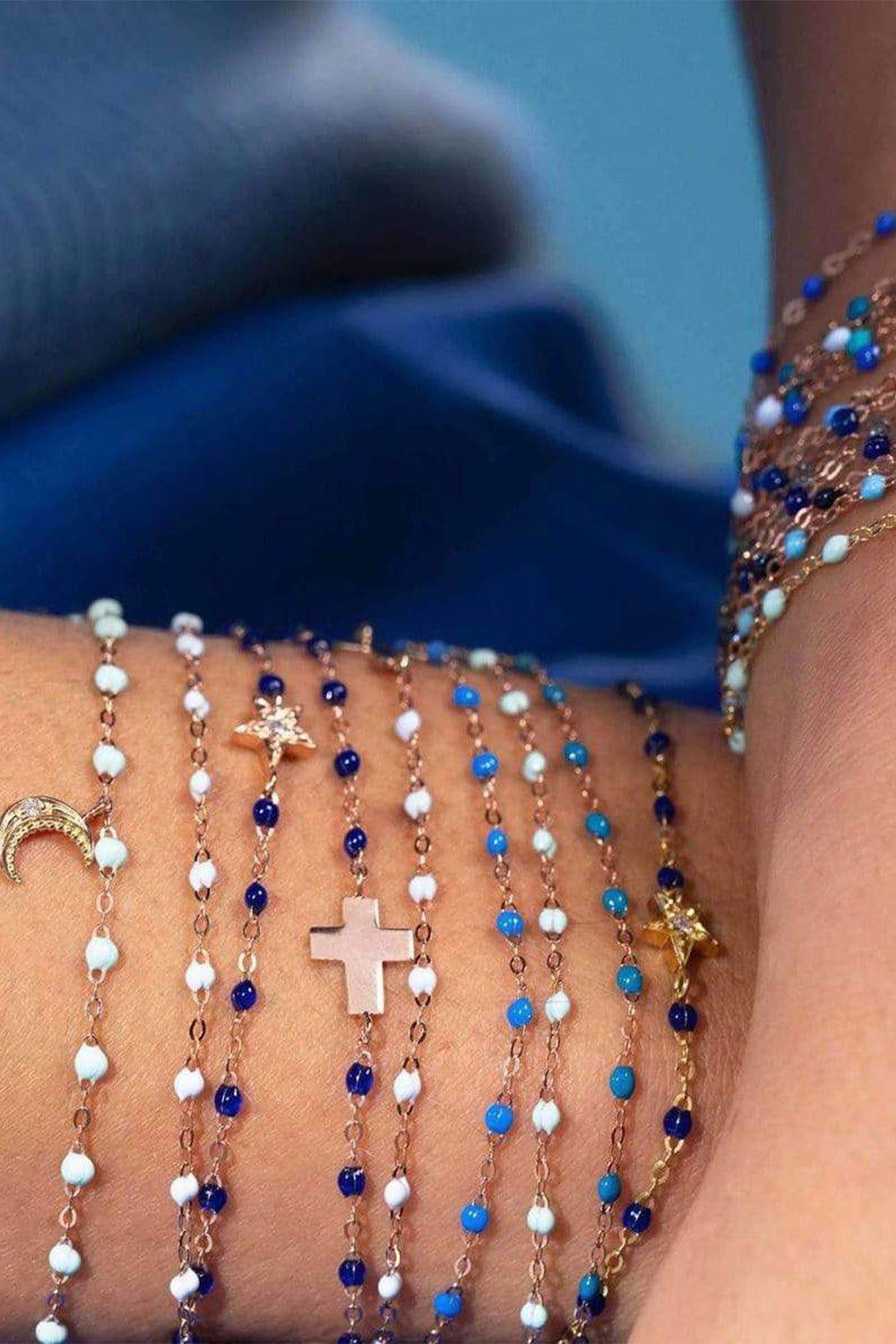 GIGI CLOZEAU-Cross Charm Classic Gigi Bracelet - 6.7in - Blue-BLUE