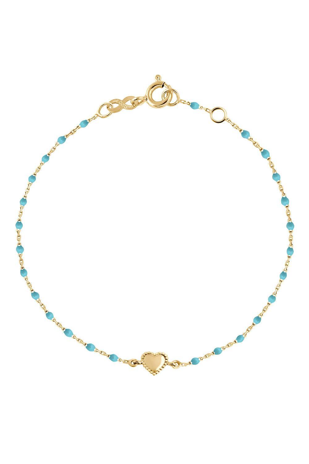 Turquoise Mini Gigi Lucky Heart Bracelet - Yellow Gold-TURQUOIS-6.7-JEWELRYBOUTIQUEBRACELET O-GIGI CLOZEAU