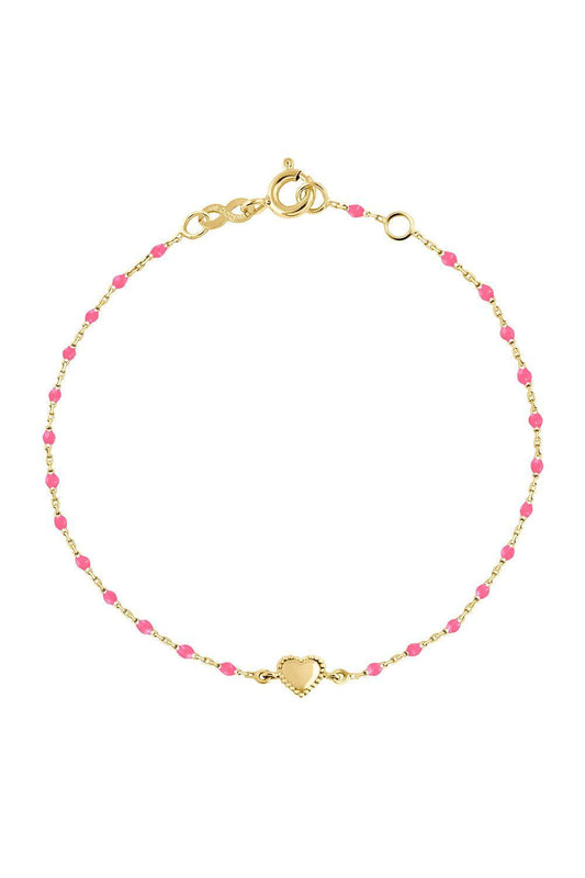 Pink Mini Gigi Lucky Heart Bracelet-YELLOW GOLD/PINK-6.7-JEWELRYBOUTIQUEBRACELET O-GIGI CLOZEAU