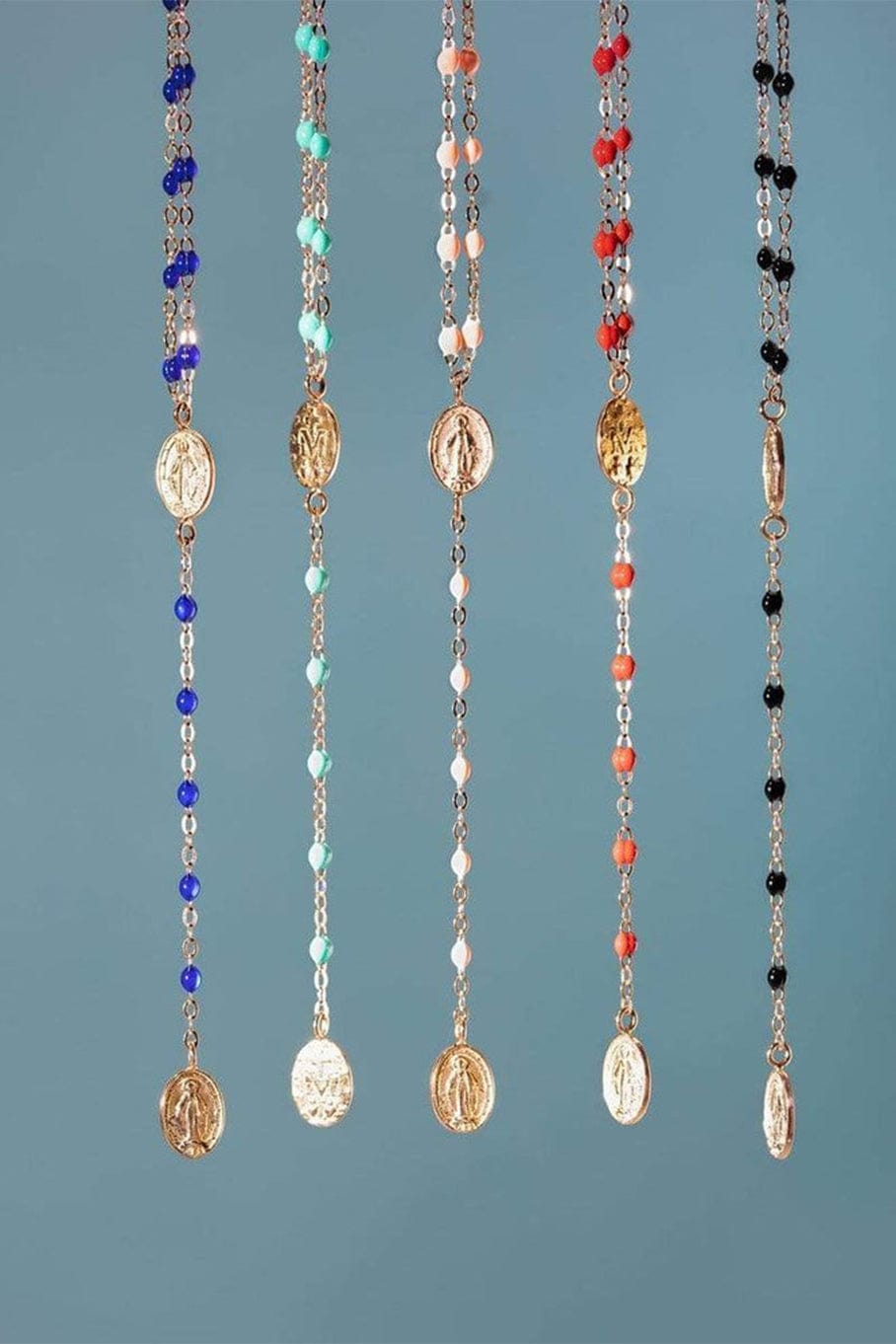 GIGI CLOZEAU-Madone Charm Classic Rosary Gigi Necklace - 16.5in - Lilac-RG/LILAC