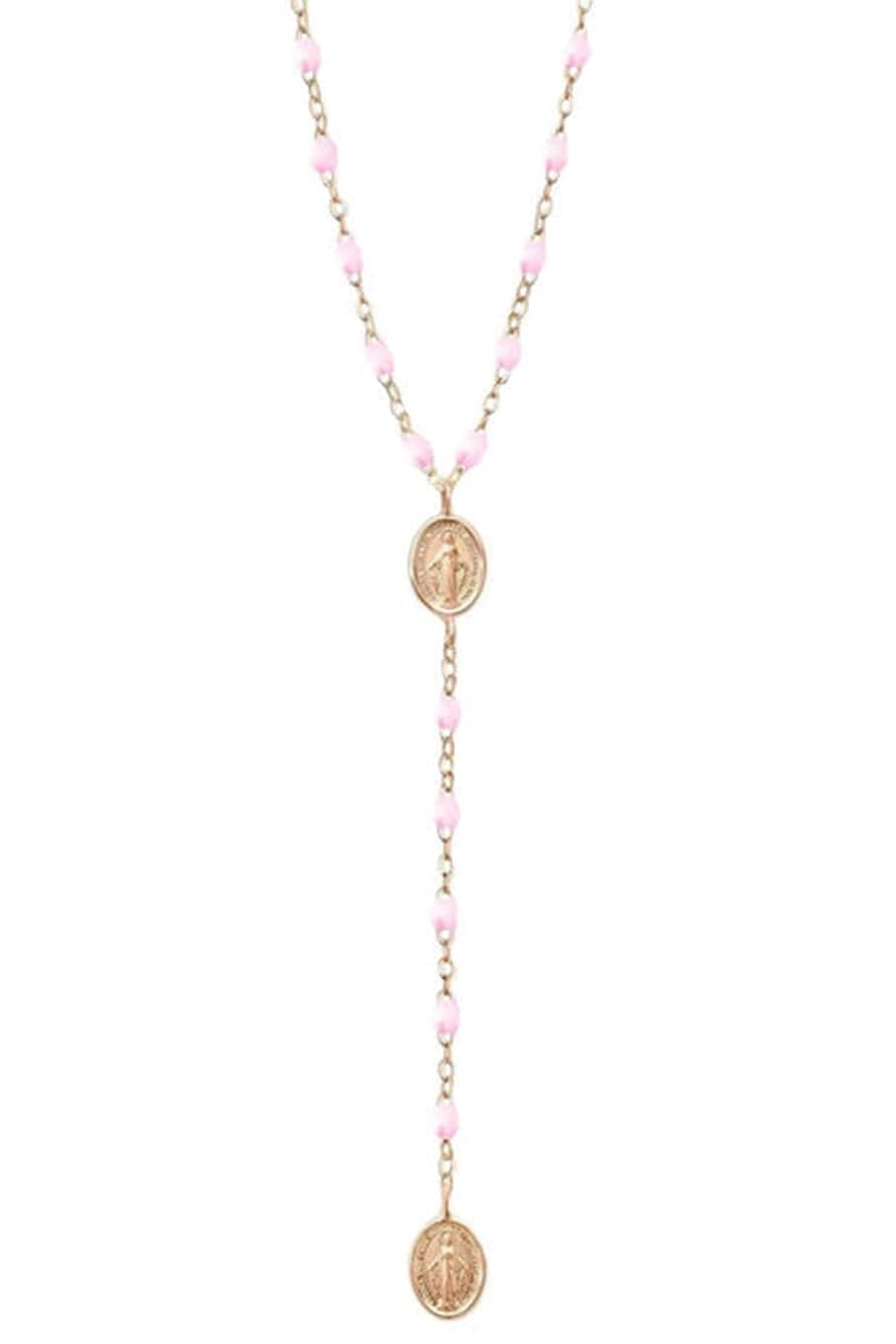 GIGI CLOZEAU-Madone Charm Classic Rosary Gigi Necklace - 16.5in - Lilac-RG/LILAC