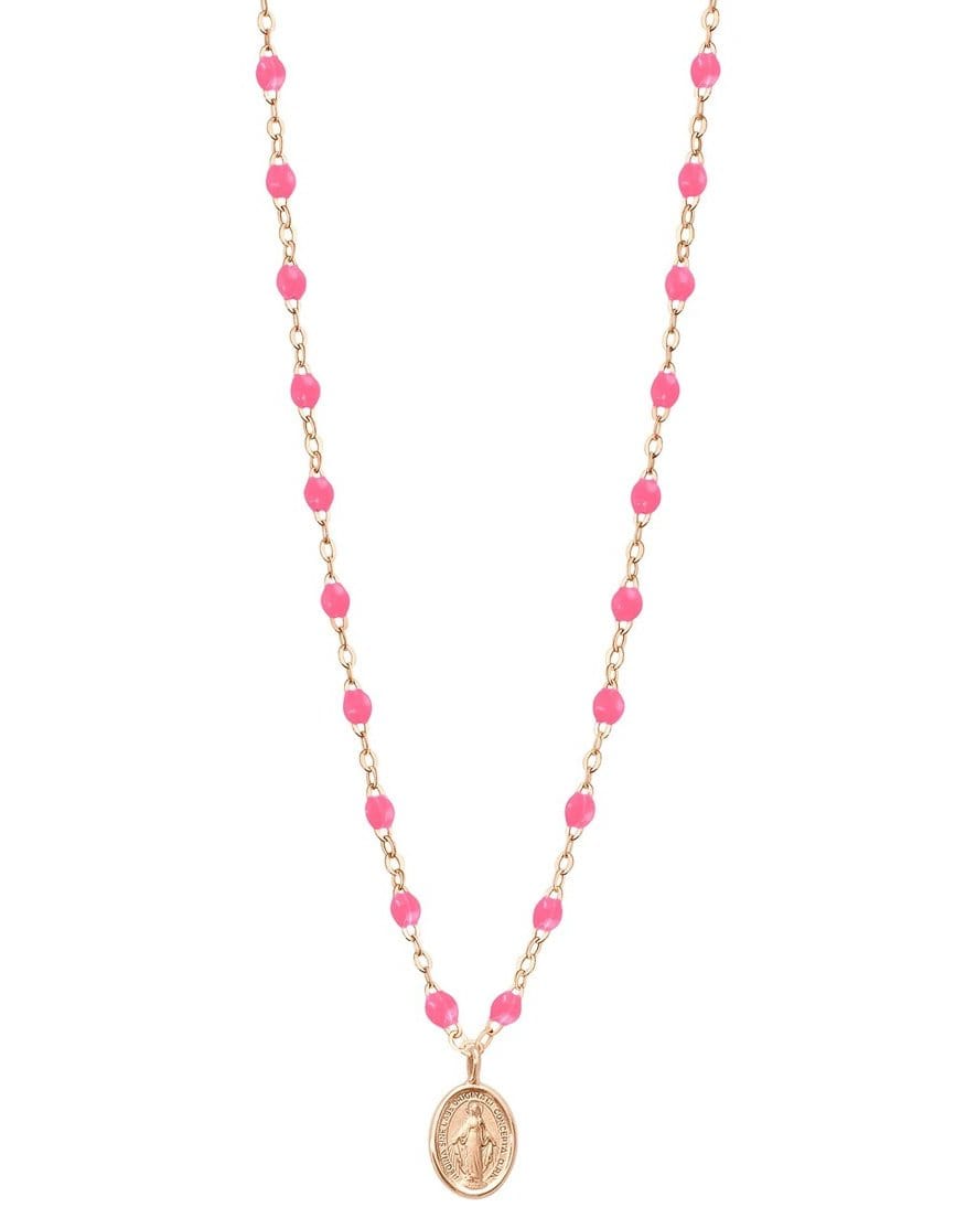GIGI CLOZEAU-Madone Charm Classic Gigi Necklace - 16.5in - Pink-RG/PINK
