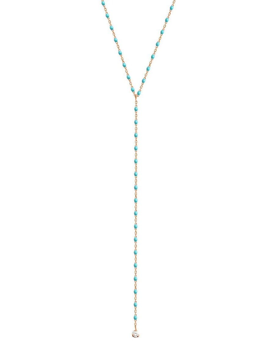 GIGI CLOZEAU-Mini Gigi Y Party Necklace - 19.7in - Turquoise Green-RG/TURQ
