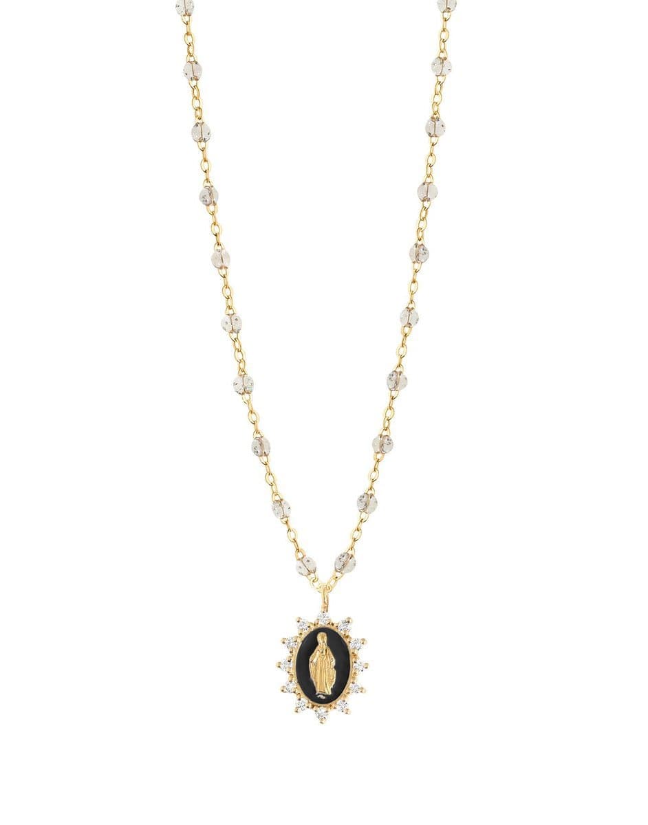 GIGI CLOZEAU-Black Petite Madone Supreme Charm Diamond Necklace-YG BLK