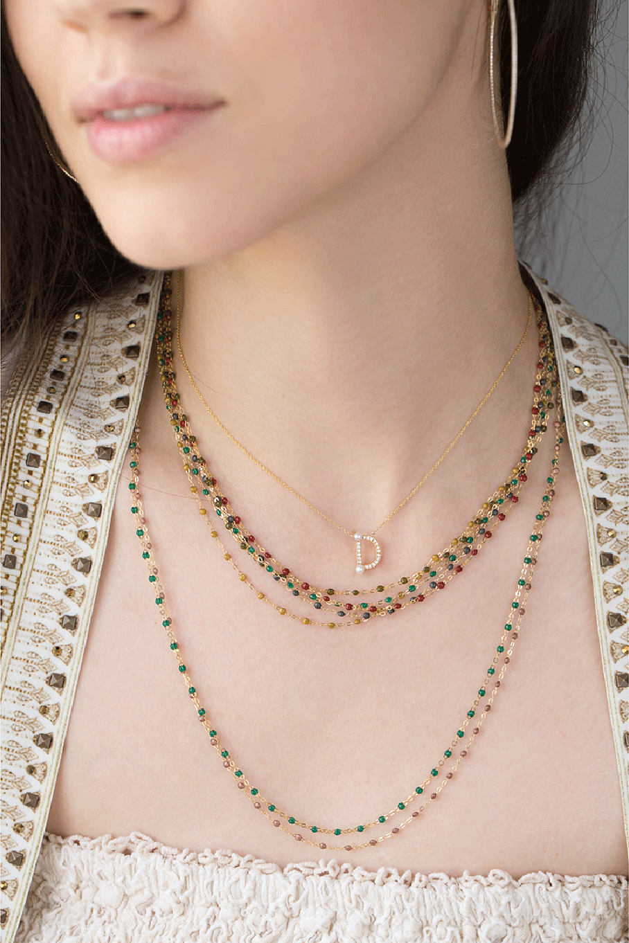 GIGI CLOZEAU-Black Bead Classic Gigi Necklace-YG/BLACK