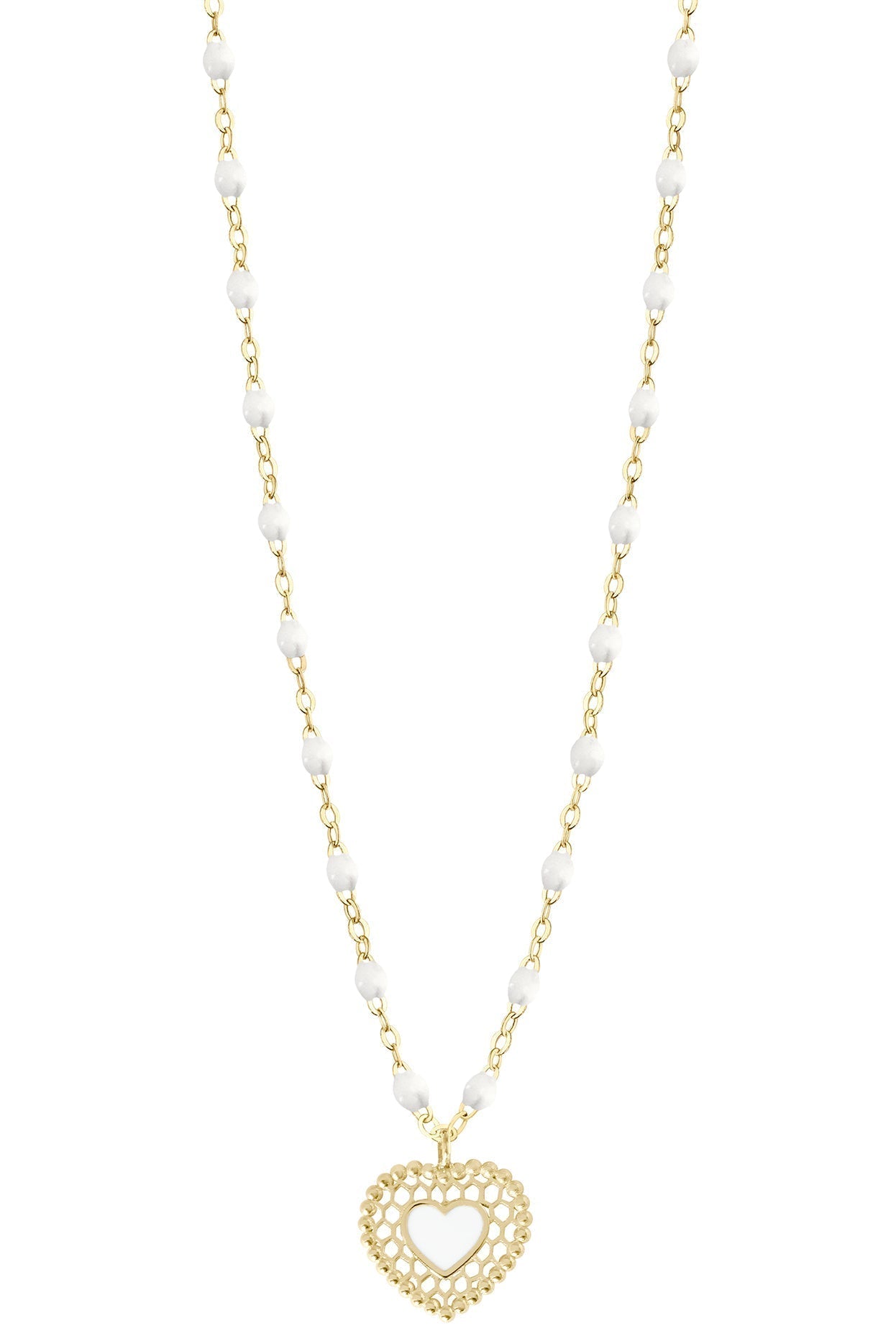 GIGI CLOZEAU-Lace Heart Necklace - 16.5in - White-