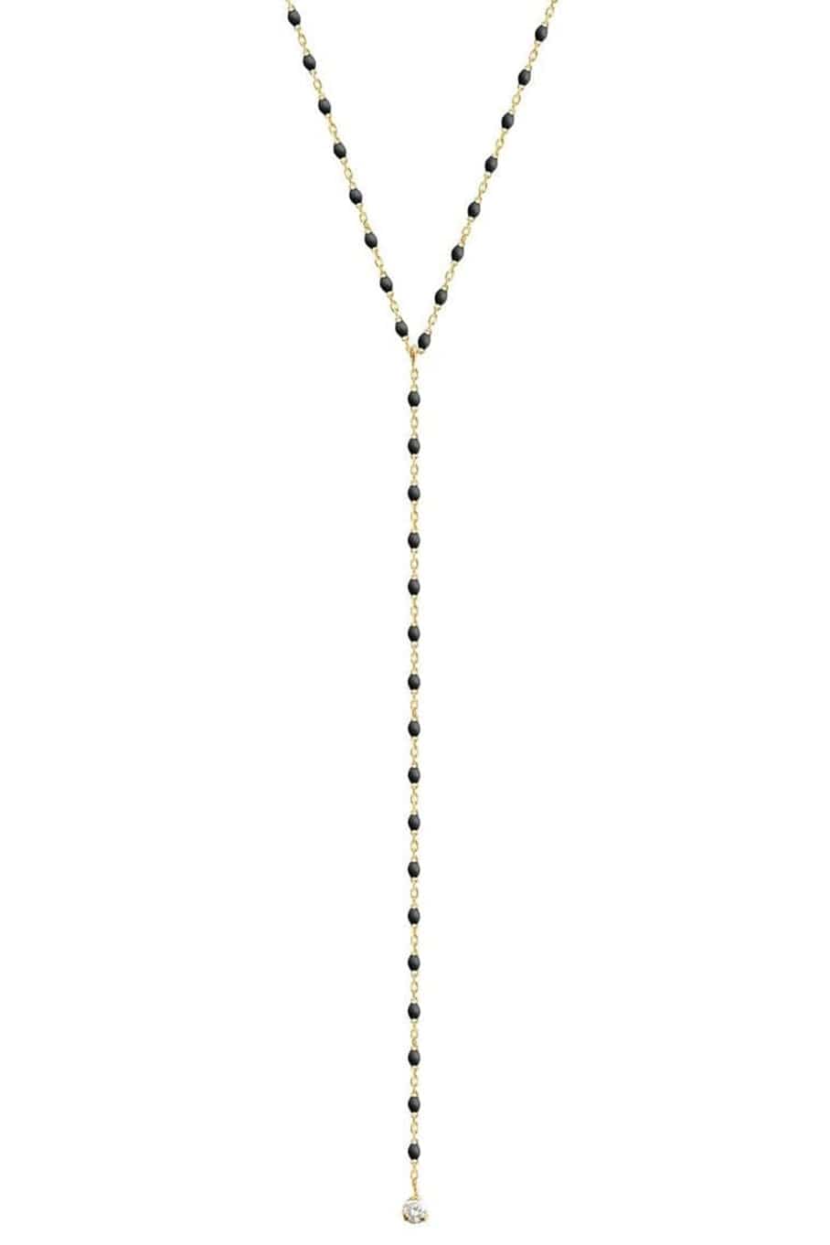 GIGI CLOZEAU-Mini Gigi Y Party Necklace - 19.7in - Black-YG/BLK